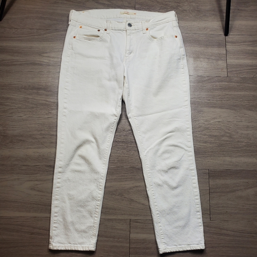 Levi's White Boyfriend Jeans Regular Fit Denim Summer Womans Size 30 - Picture 2 of 12